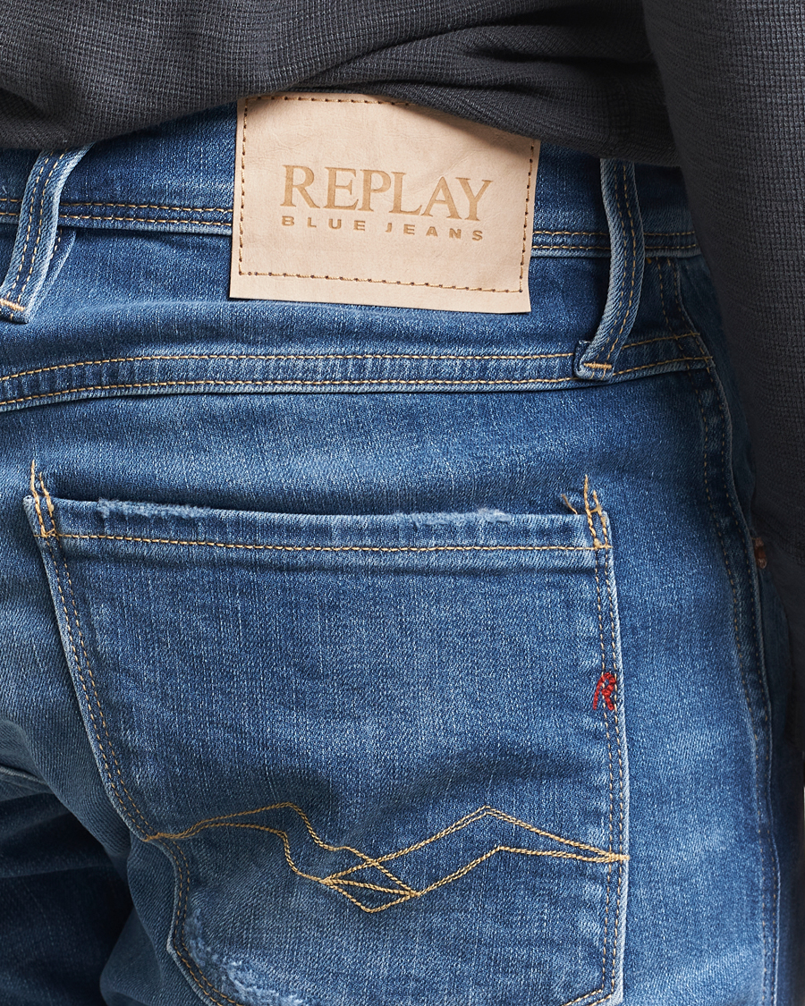 Herre | Jeans | Replay | Anbass Distressed Super Stretch Bio Jeans Medium Blue