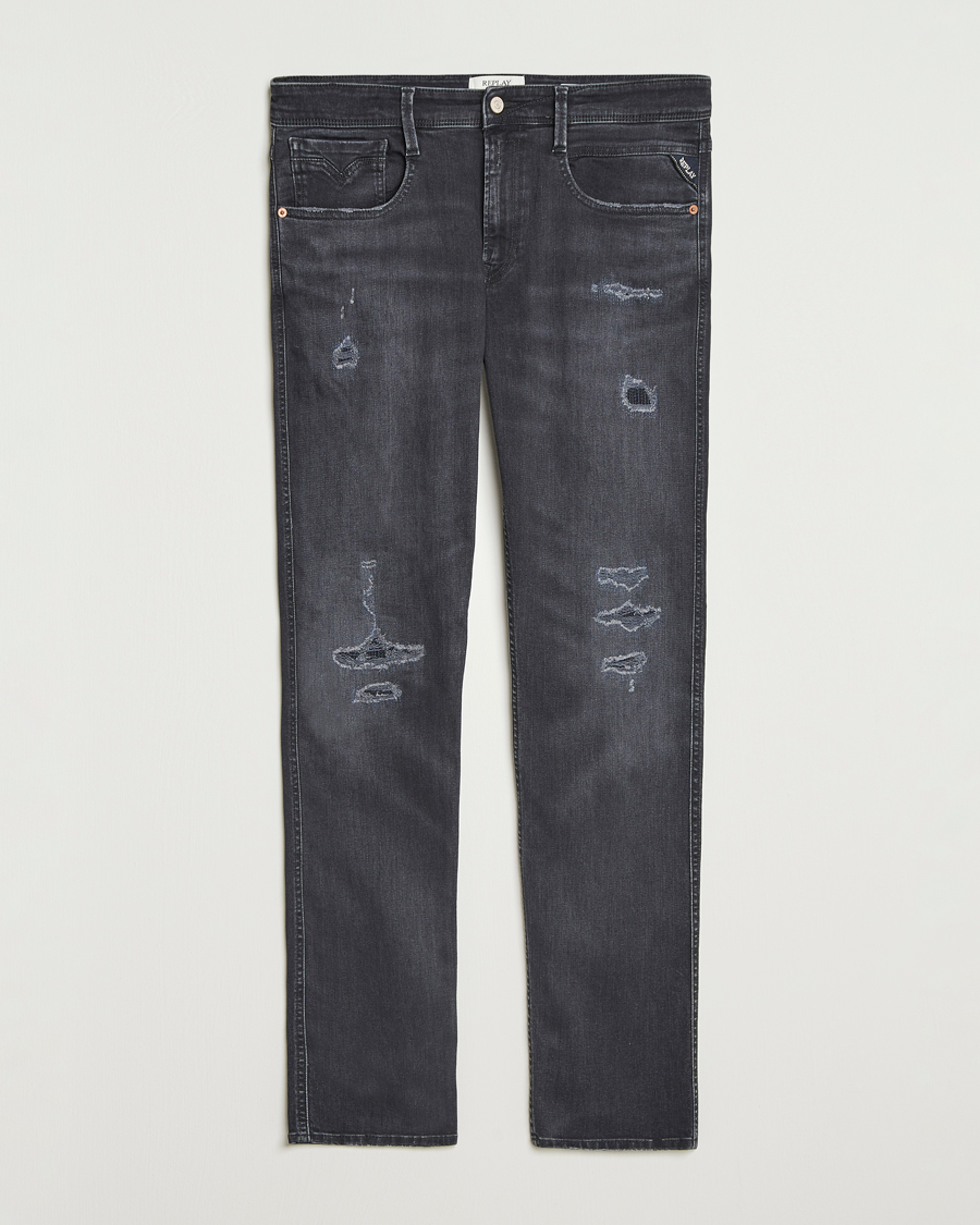 Herre | Jeans | Replay | Anbass Distressed Super Stretch Bio Jeans Washed Black