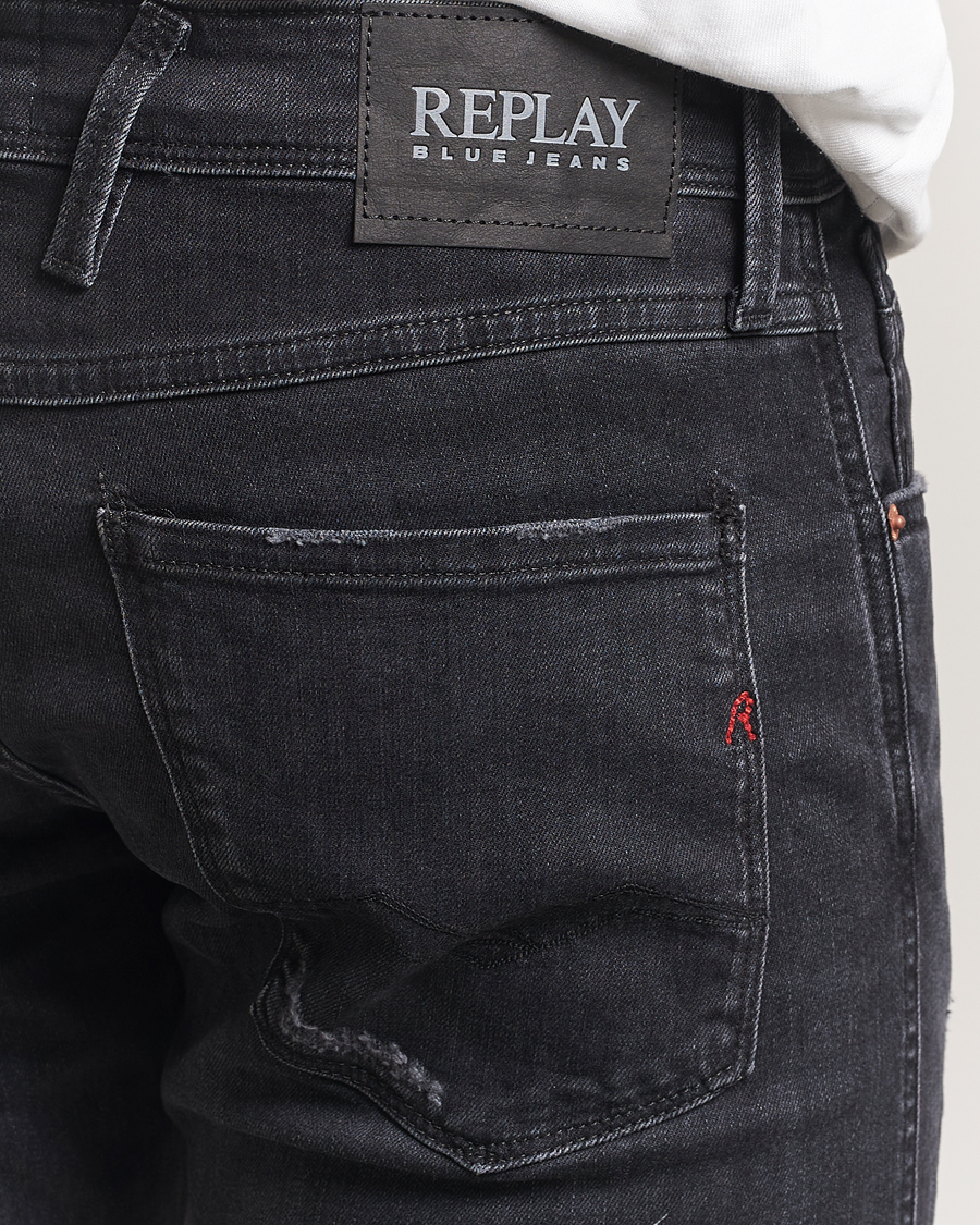 Herre | Jeans | Replay | Anbass Distressed Super Stretch Bio Jeans Washed Black