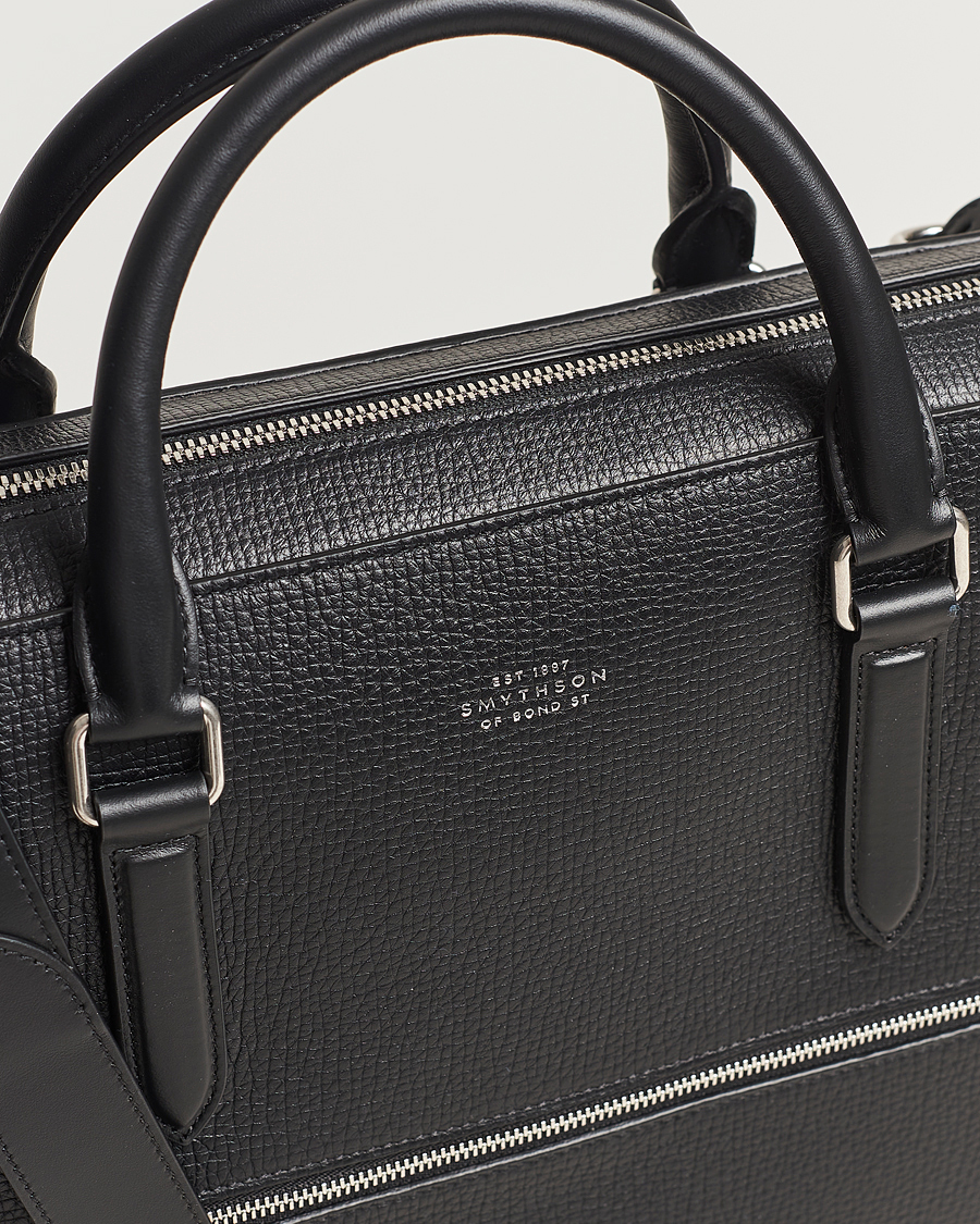 Herre | Tasker | Smythson | Ludlow Slim Briefcase With Zip Front Black