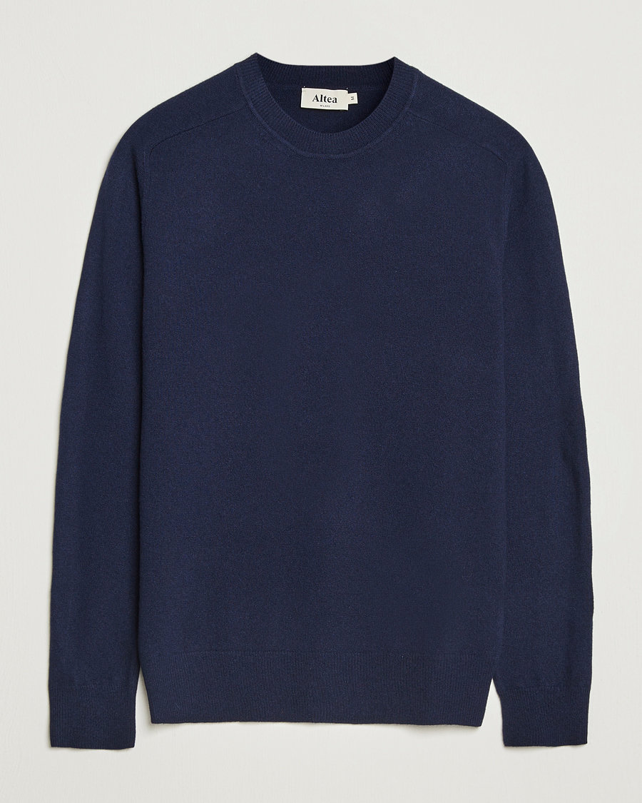 Herre | Trøjer | Altea | Wool/Cashmere Crew Neck Pullover Navy
