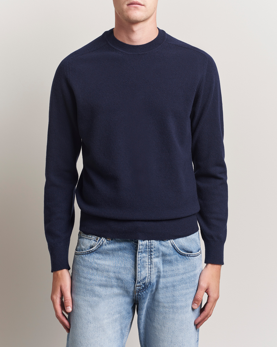 Herre | Trøjer | Altea | Wool/Cashmere Crew Neck Pullover Navy