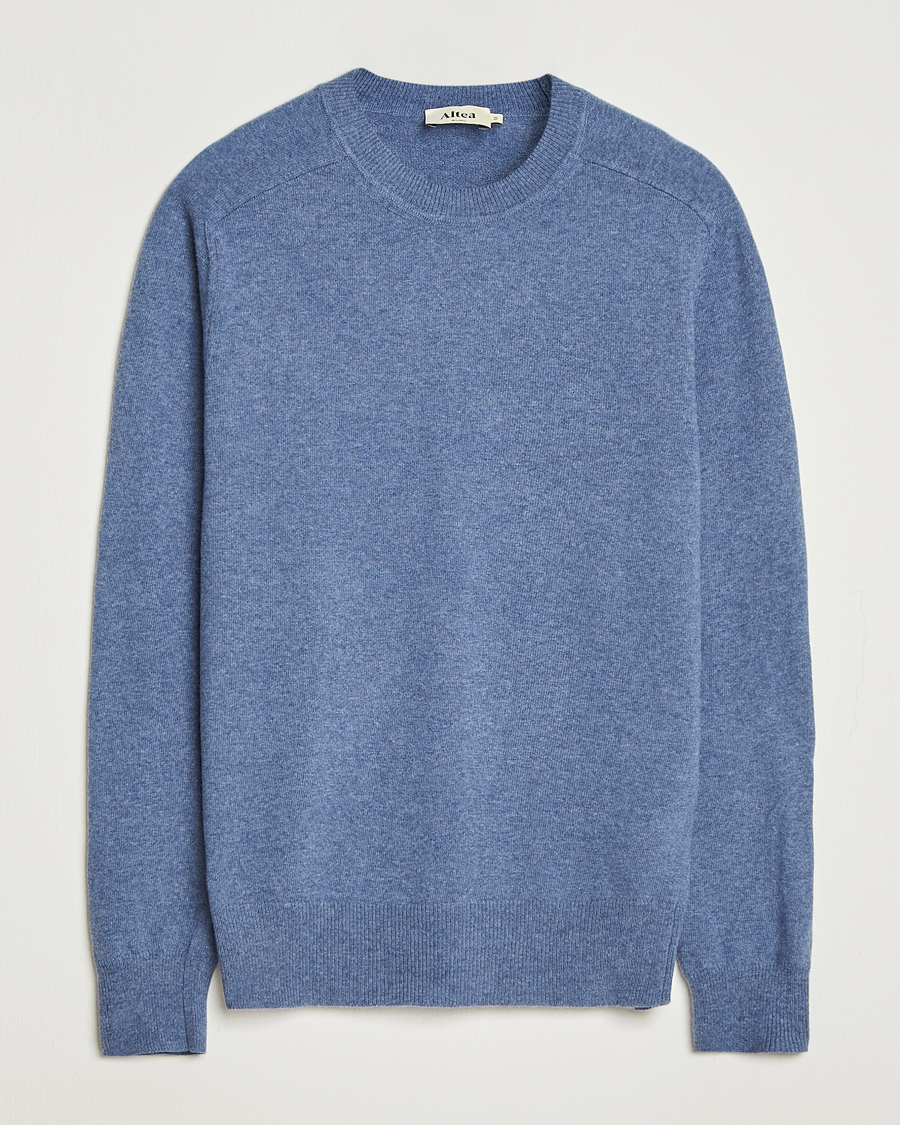 Herre | Trøjer | Altea | Wool/Cashmere Crew Neck Pullover Blue