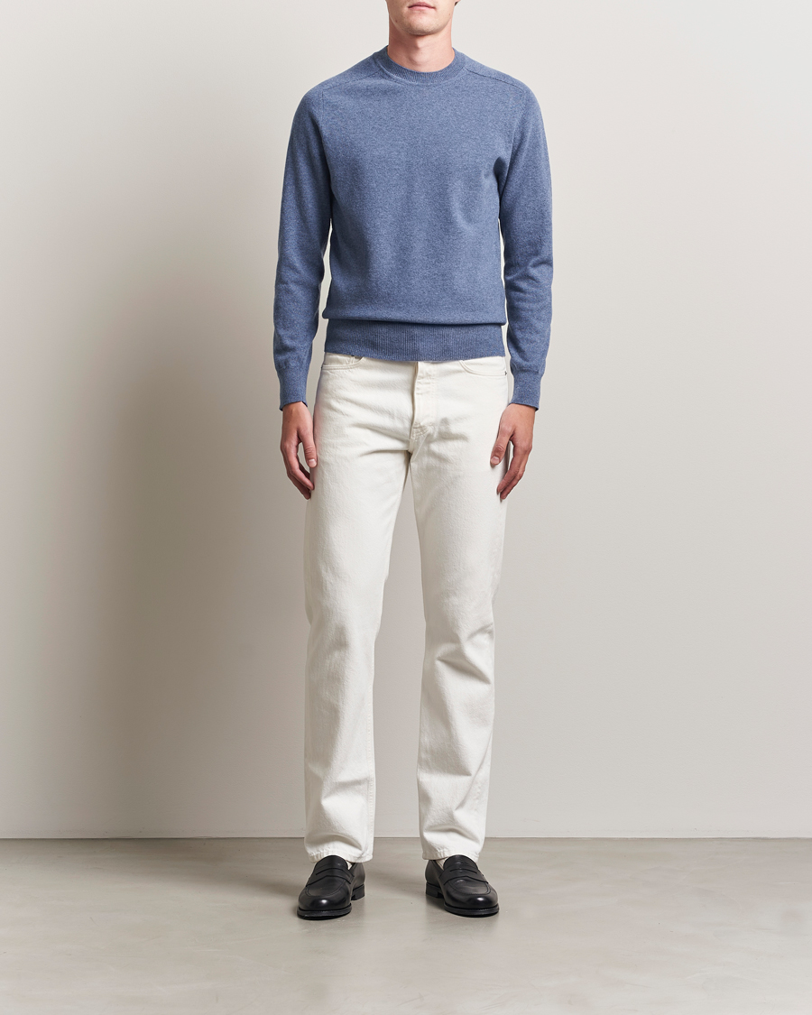 Herre | Trøjer | Altea | Wool/Cashmere Crew Neck Pullover Blue