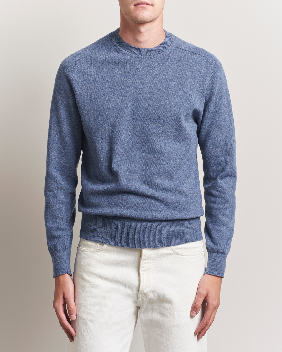 Herre | Trøjer | Altea | Wool/Cashmere Crew Neck Pullover Blue