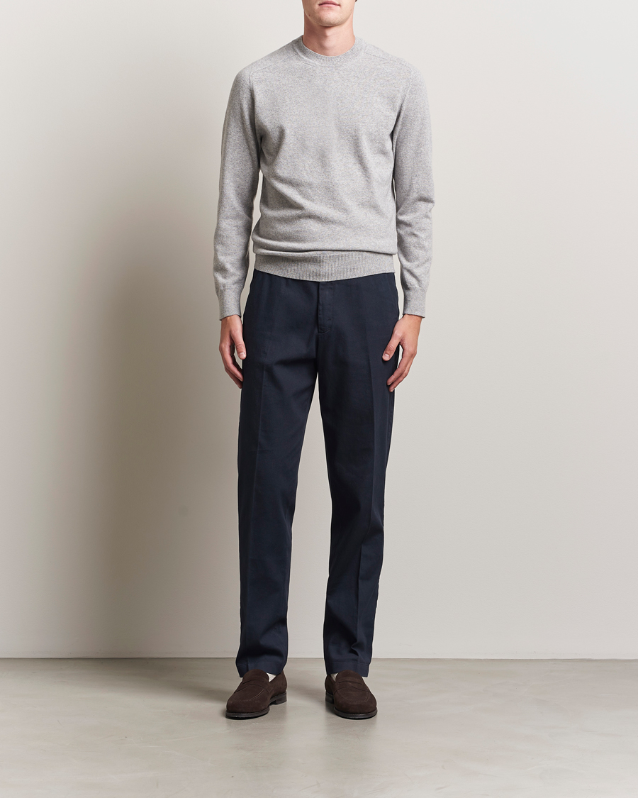 Herre | Trøjer | Altea | Wool/Cashmere Crew Neck Pullover Light Grey