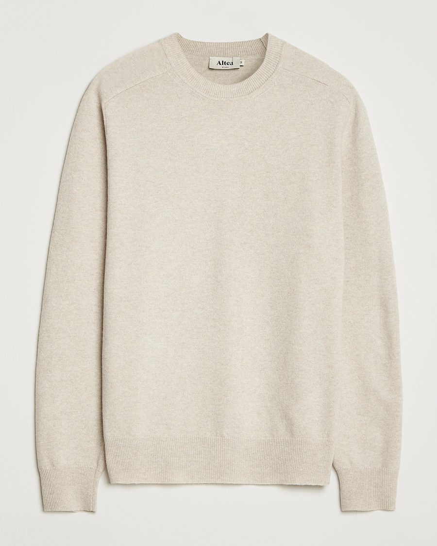Herre | Trøjer | Altea | Wool/Cashmere Crew Neck Pullover Beige