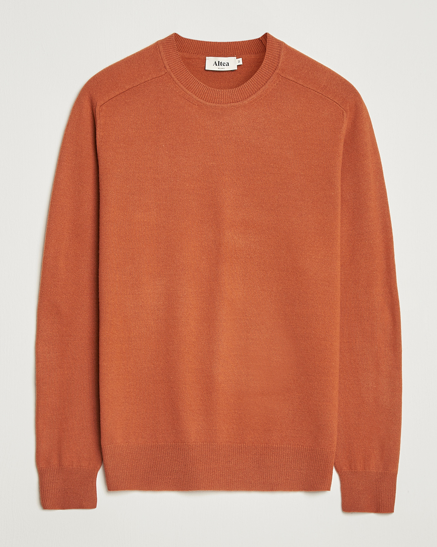 Herre | Trøjer | Altea | Wool/Cashmere Crew Neck Pullover Orange