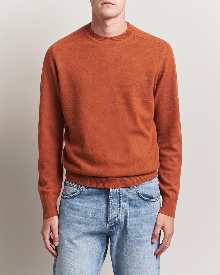 Herre | Trøjer | Altea | Wool/Cashmere Crew Neck Pullover Orange