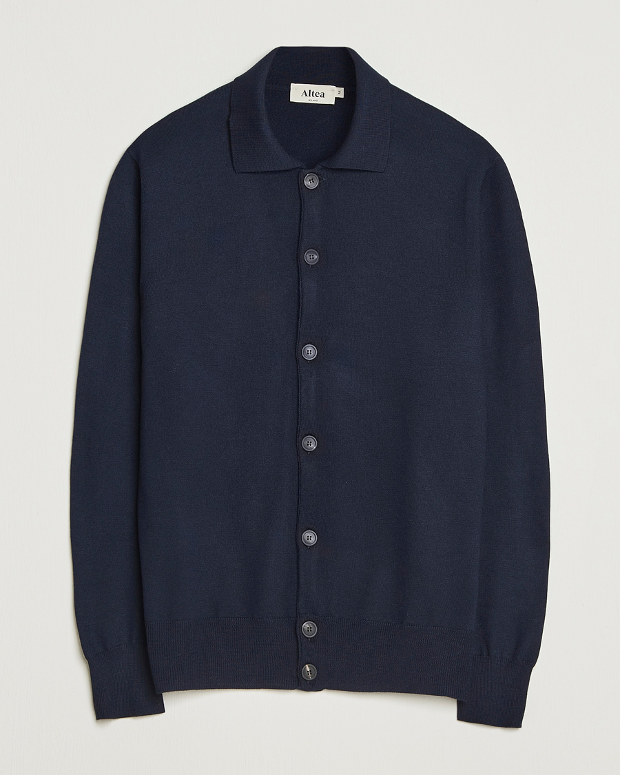 Herre | Trøjer | Altea | Merino Wool Cardigan Navy