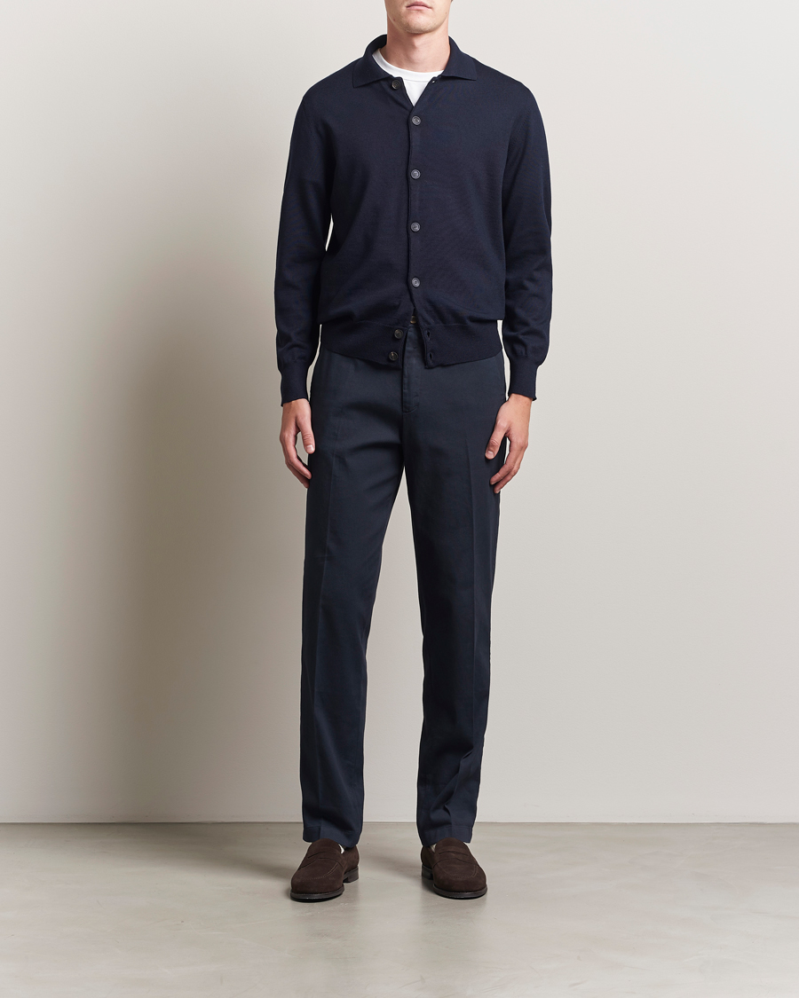 Herre | Trøjer | Altea | Merino Wool Cardigan Navy