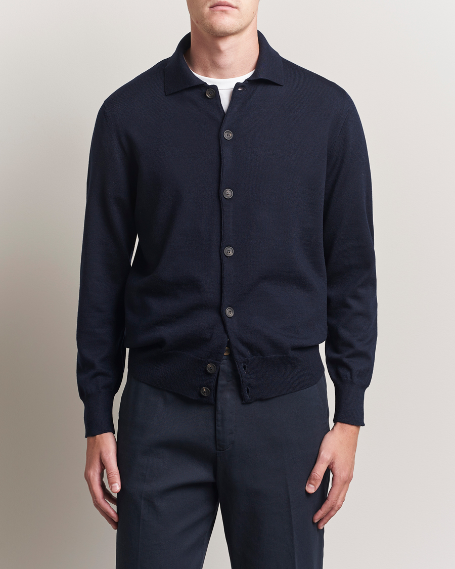 Herre | Trøjer | Altea | Merino Wool Cardigan Navy