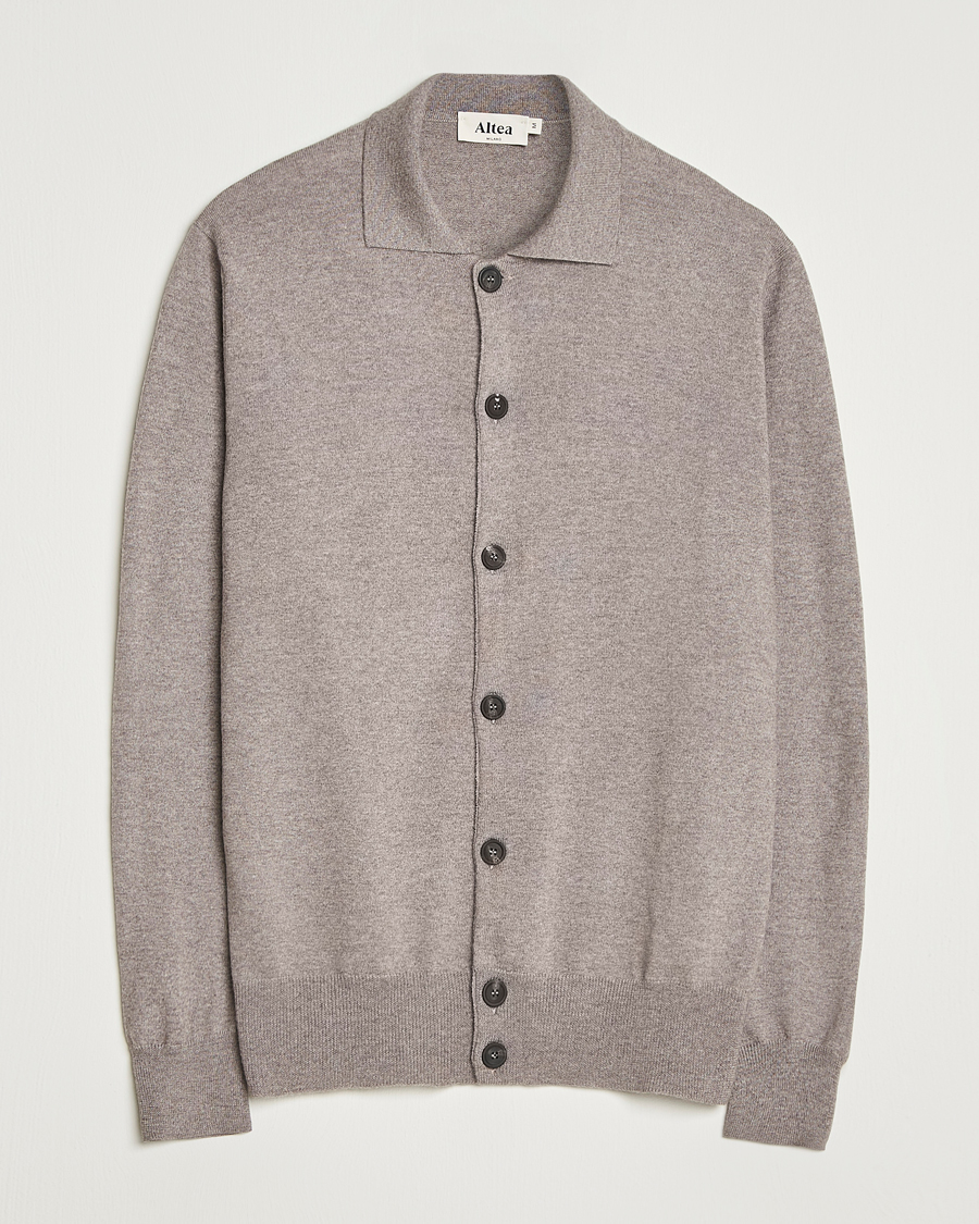 Herre | Trøjer | Altea | Merino Wool Cardigan Taupe