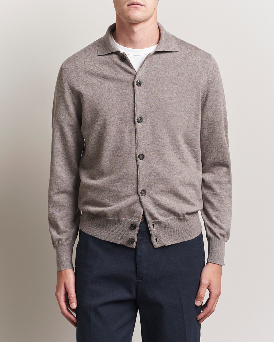 Herre | Trøjer | Altea | Merino Wool Cardigan Taupe