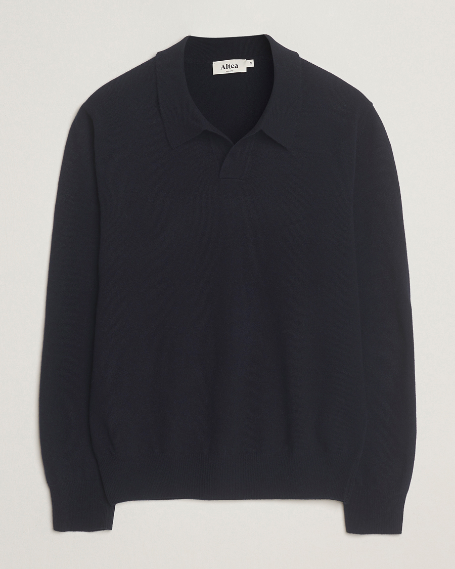 Herre | Trøjer | Altea | Knitted Long Sleeve Polo Navy