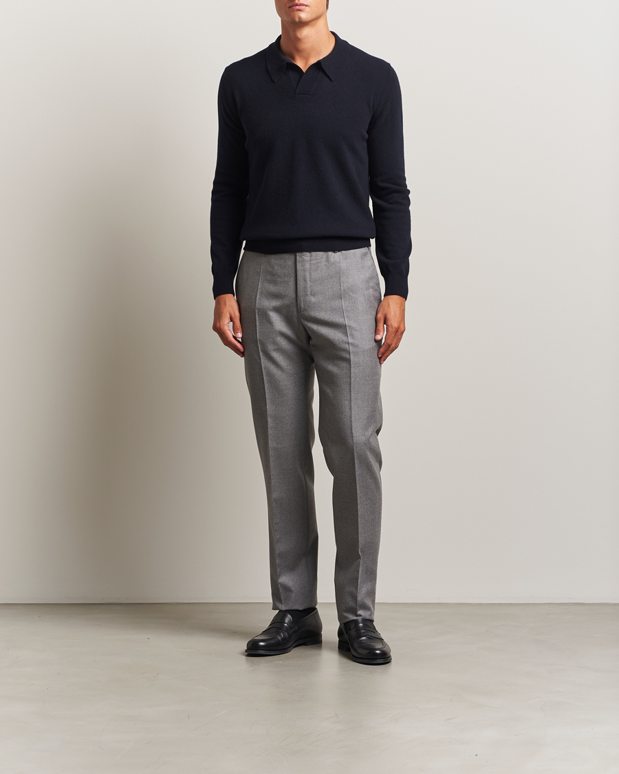 Herre | Trøjer | Altea | Knitted Long Sleeve Polo Navy