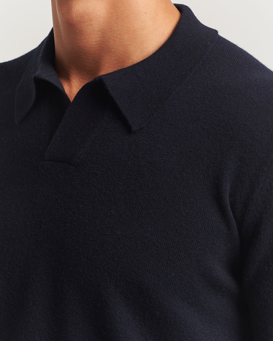 Herre | Trøjer | Altea | Knitted Long Sleeve Polo Navy