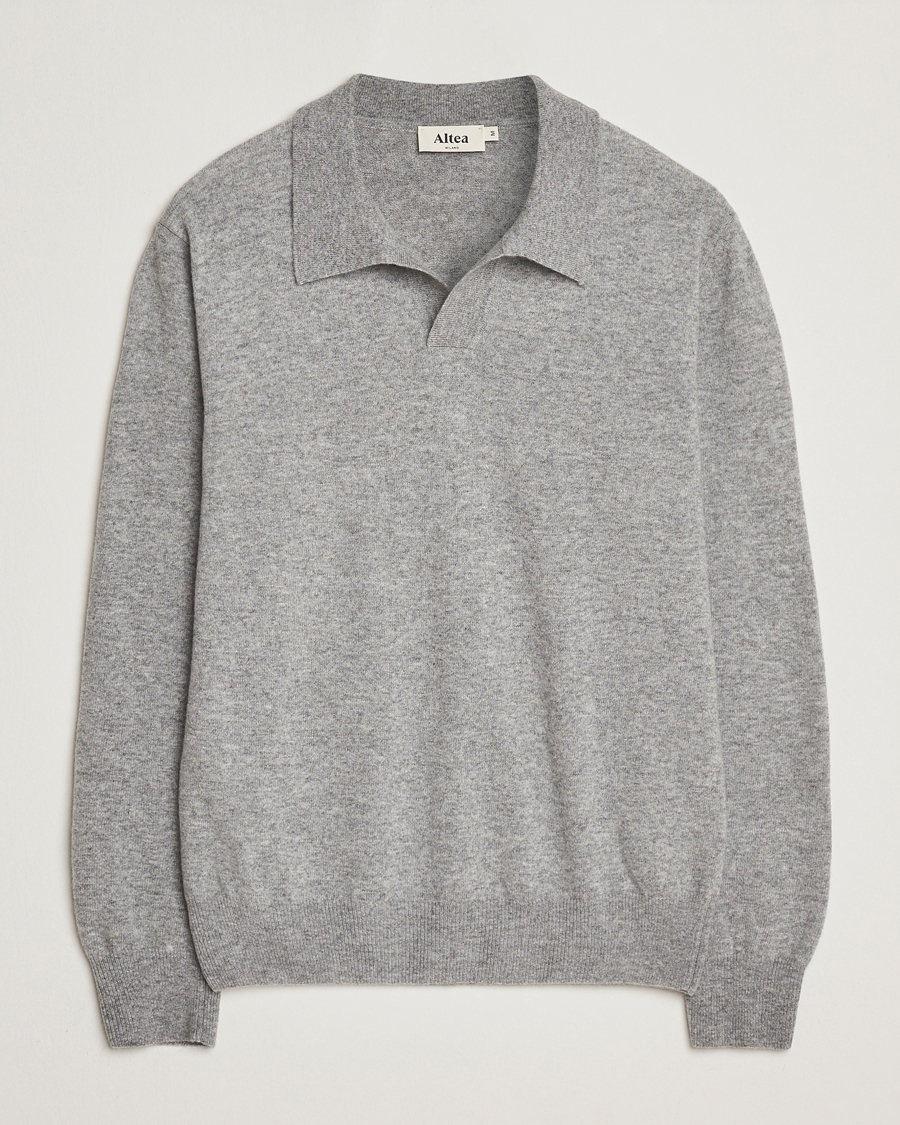 Herre | Trøjer | Altea | Knitted Long Sleeve Polo Grey Melange