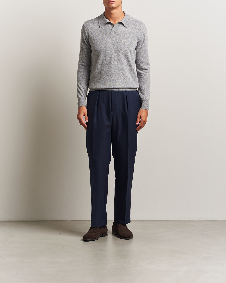 Herre | Trøjer | Altea | Knitted Long Sleeve Polo Grey Melange