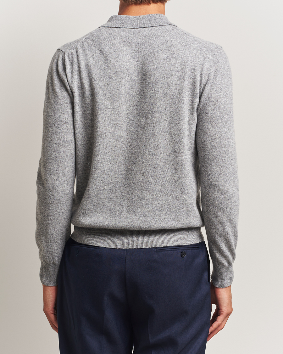 Herre | Trøjer | Altea | Knitted Long Sleeve Polo Grey Melange