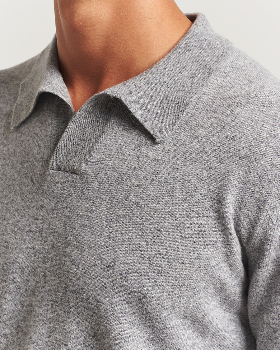 Herre | Trøjer | Altea | Knitted Long Sleeve Polo Grey Melange