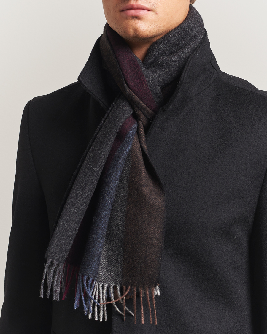 Herre | Halstørklæder | Amanda Christensen | Merino Wool Herringbone Striped Scarf Multi