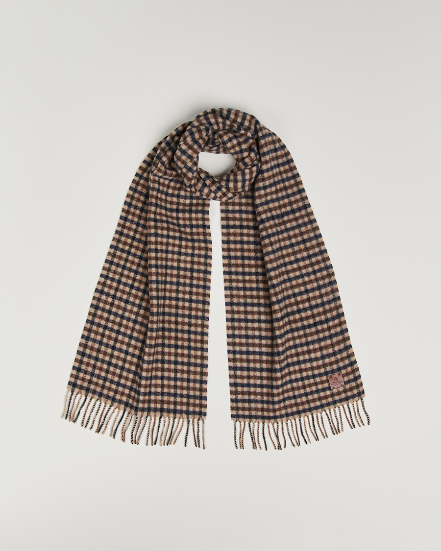 Herre | Halstørklæder | Amanda Christensen | Merino Wool Check Scarf Navy/Beige