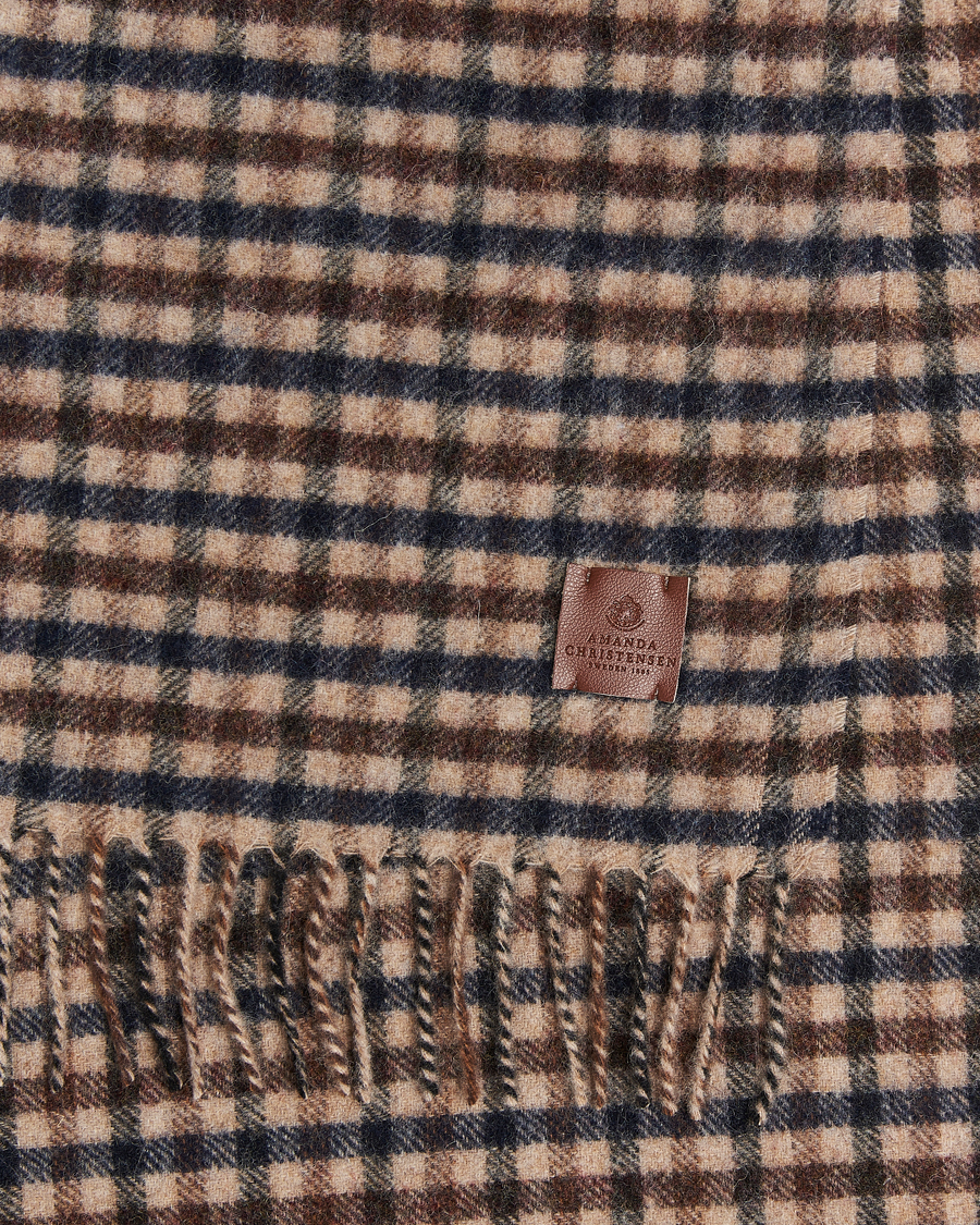 Herre | Halstørklæder | Amanda Christensen | Merino Wool Check Scarf Navy/Beige