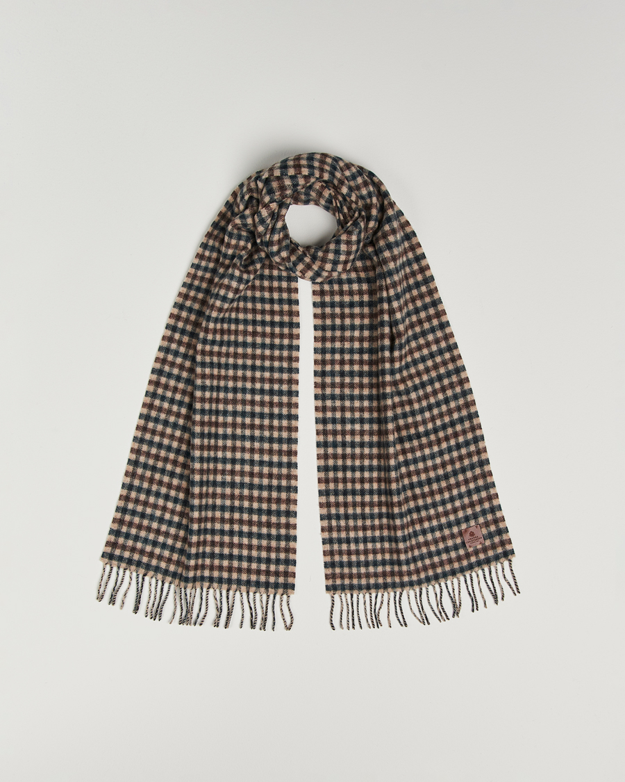 Herre | Halstørklæder | Amanda Christensen | Merino Wool Check Scarf Green/Brown