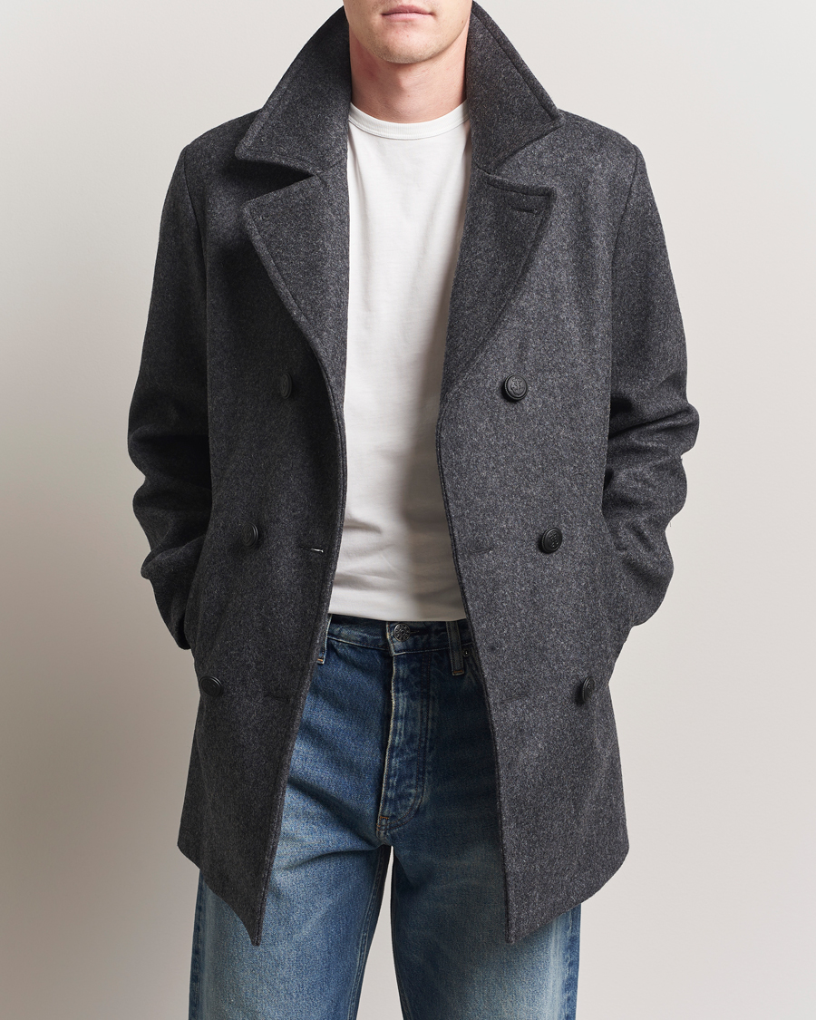 Herre | Jakker | Armor-lux | Kermor Wool Peacoat Grey Melange