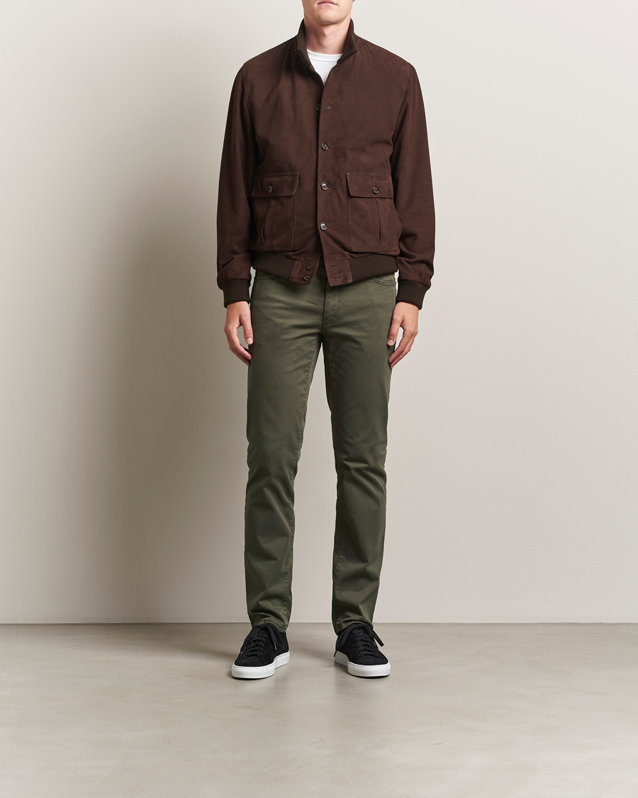 Herre | Bukser | Brax | Cadiz Cotton Satin 5-Pocket Pants Olive