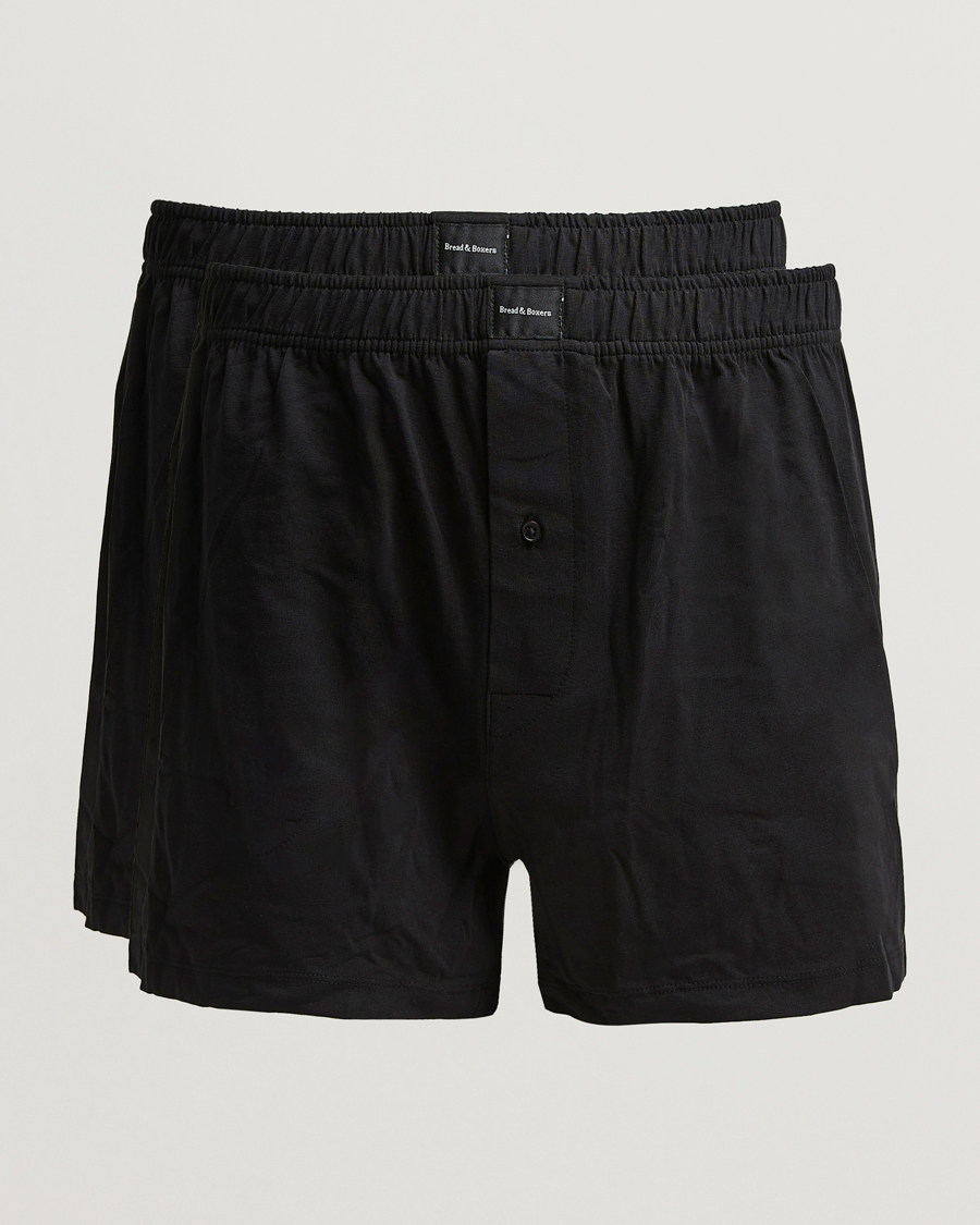 Herre | Undertøj | Bread & Boxers | 2-Pack Jersey Boxer Shorts Black