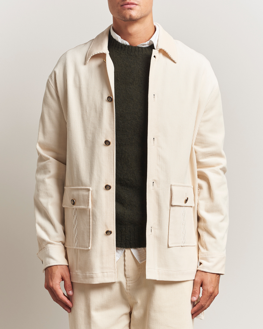 Herre | Skjorter | Drôle de Monsieur | Corduroy Overshirt Ecru