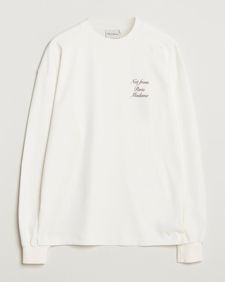 Herre | T-Shirts | Drôle de Monsieur | Slogan Calligraphy Long Sleeve T-shirt Off White