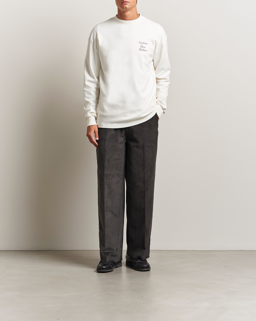 Herre | T-Shirts | Drôle de Monsieur | Slogan Calligraphy Long Sleeve T-shirt Off White
