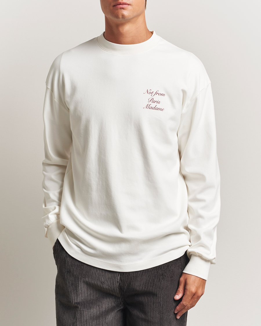 Herre | T-Shirts | Drôle de Monsieur | Slogan Calligraphy Long Sleeve T-shirt Off White
