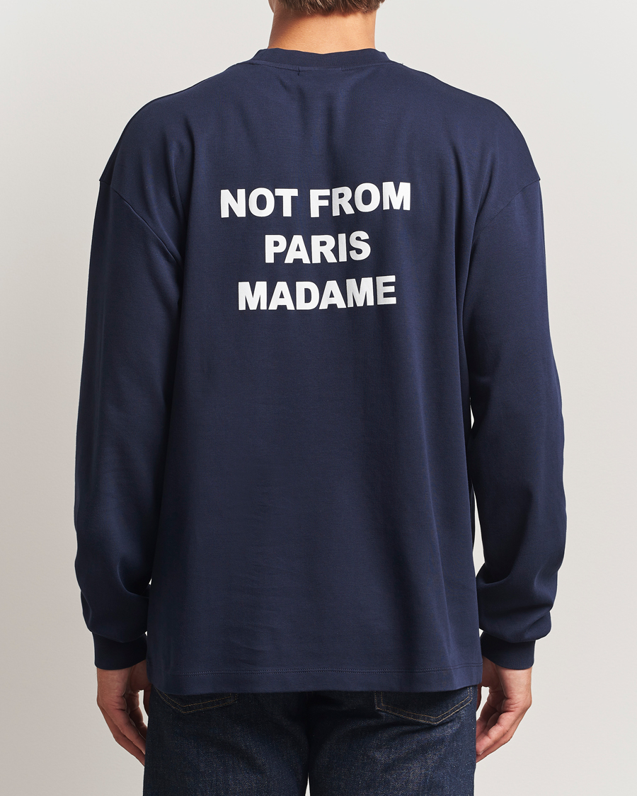 Herre | T-Shirts | Drôle de Monsieur | Slogan Long Sleeve T-Shirt Navy