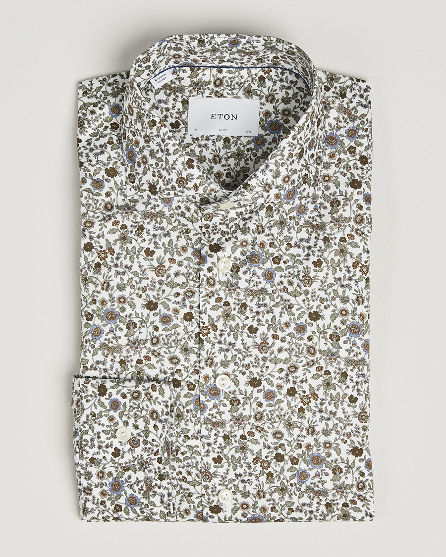 Herre | Skjorter | Eton | Slim Fit Signature Twill Floral Print Shirt White
