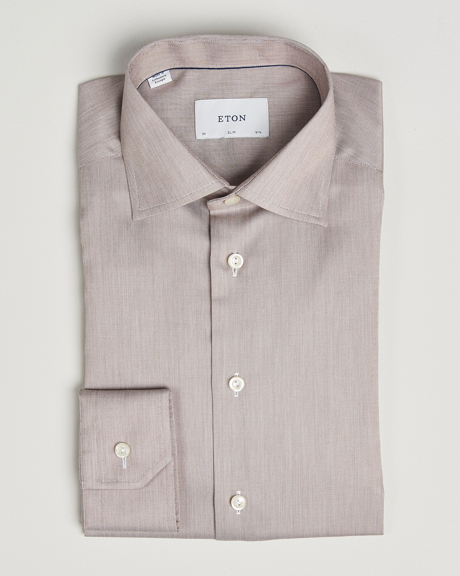Herre | Skjorter | Eton | Slim Fit Signature Twill Paspoal Shirt Beige