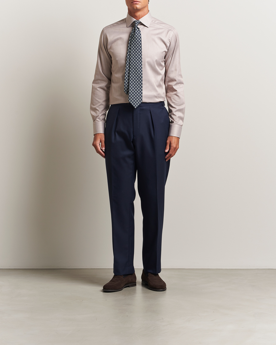 Herre | Skjorter | Eton | Slim Fit Signature Twill Paspoal Shirt Beige