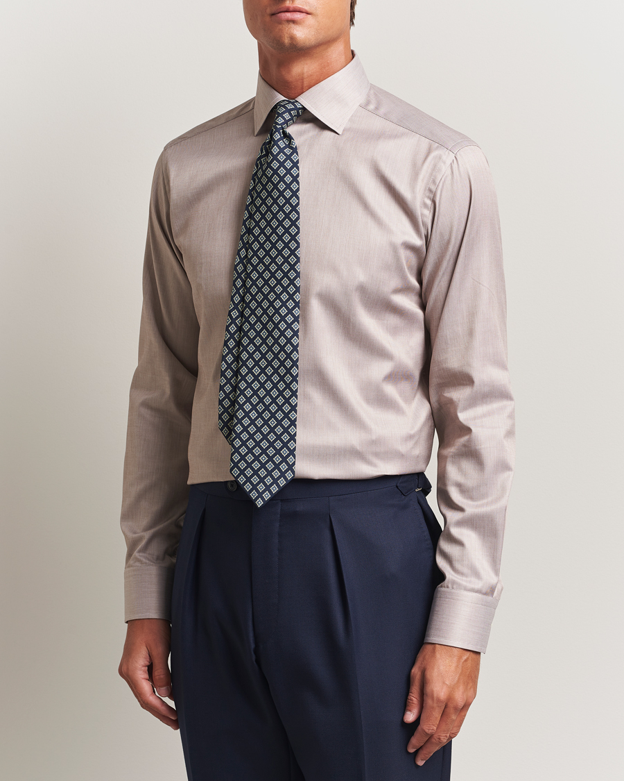 Herre | Skjorter | Eton | Slim Fit Signature Twill Paspoal Shirt Beige