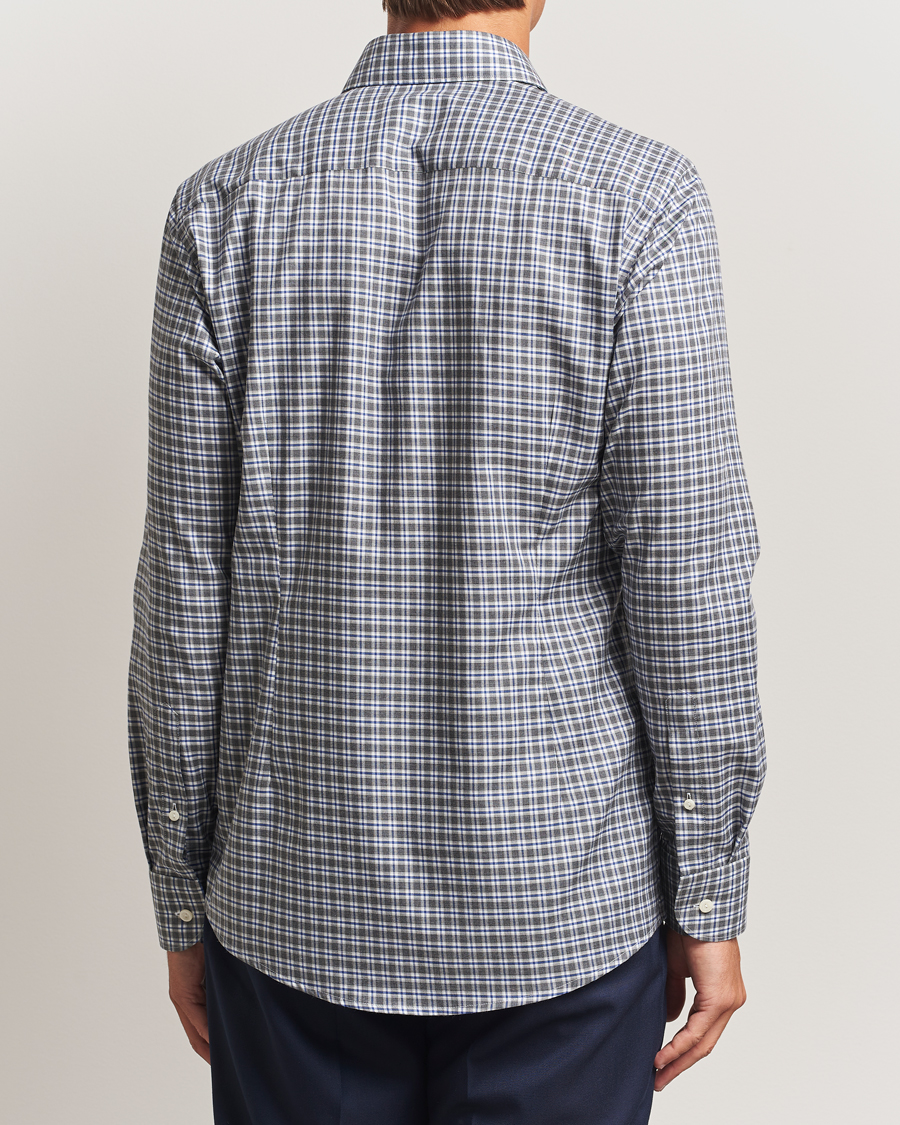 Herre | Skjorter | Eton | Slim Fit Checked Wrinkle Free Flannel Shirt Dark Grey