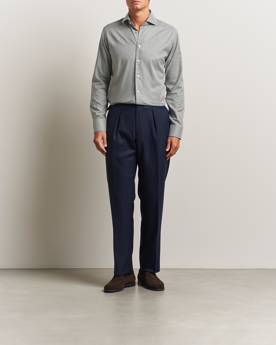 Herre | Skjorter | Eton | Slim Fit Checked Wrinkle Free Flannel Shirt Dark Grey