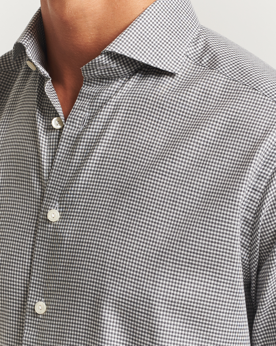 Herre | Skjorter | Eton | Slim Fit Checked Wrinkle Free Flannel Shirt Dark Grey