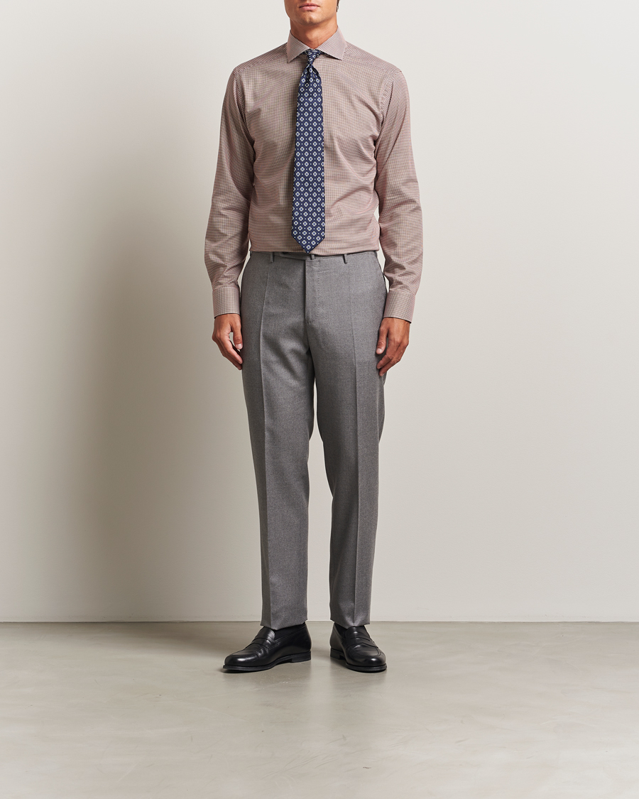 Herre | Skjorter | Eton | Slim Fit Checked Wrinkle Free Flannel Shirt Red