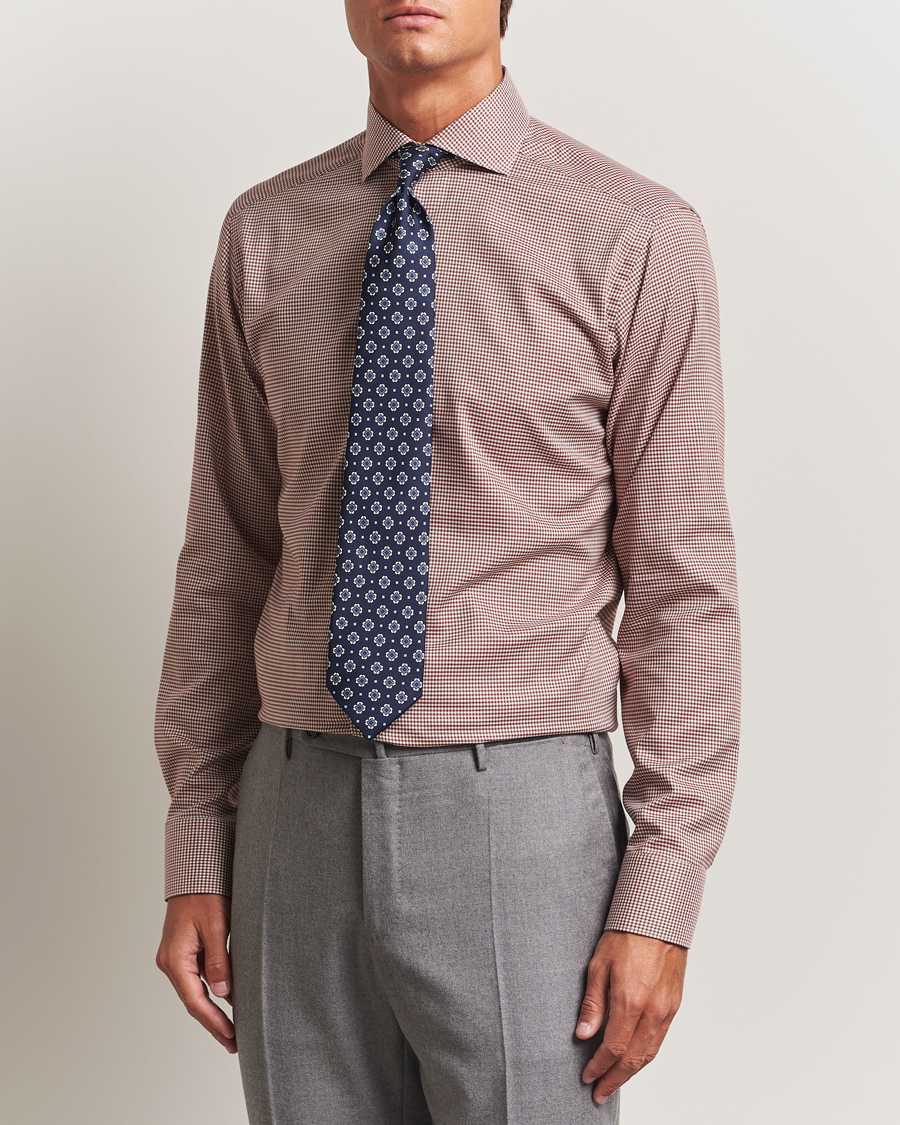 Herre | Skjorter | Eton | Slim Fit Checked Wrinkle Free Flannel Shirt Red
