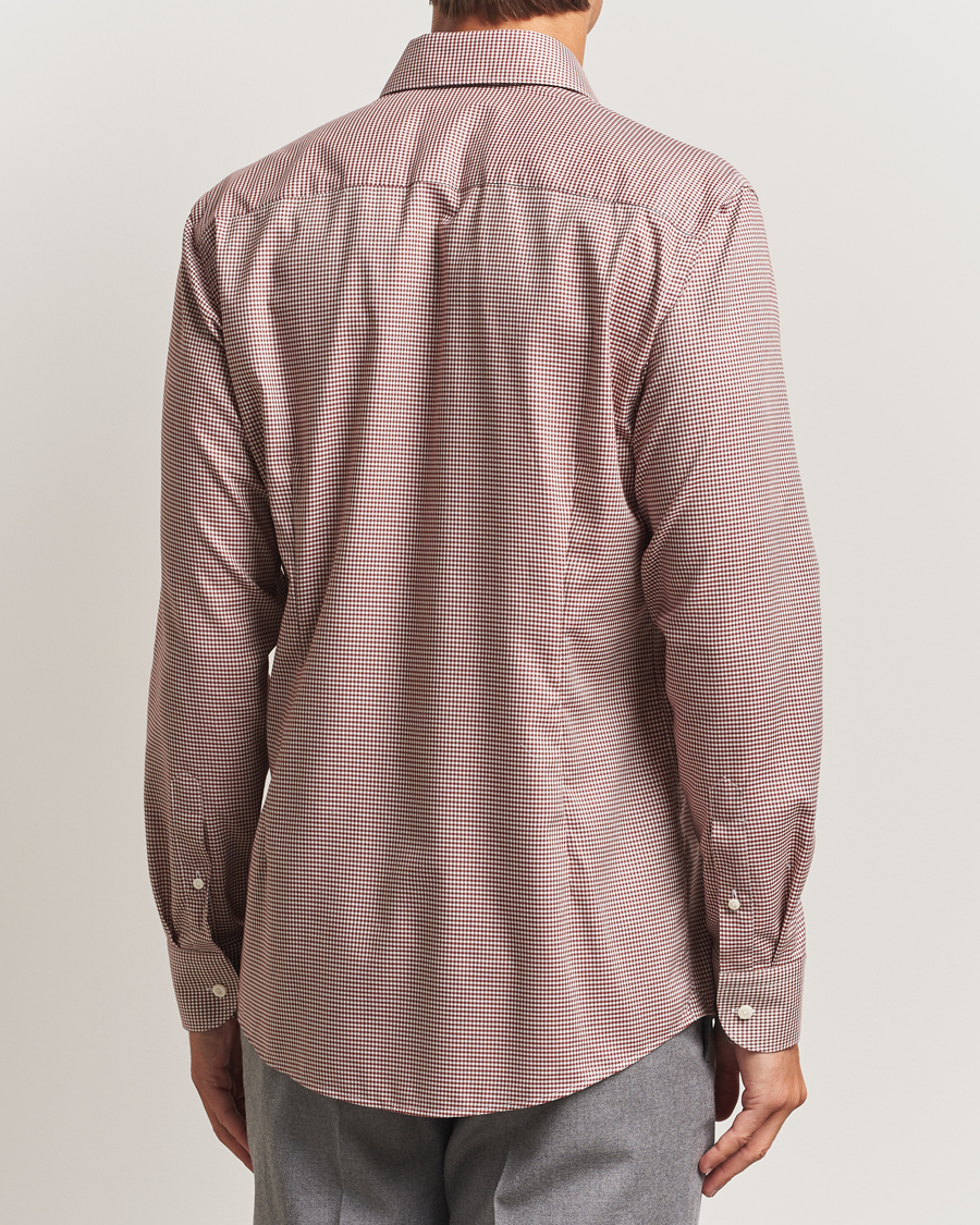Herre | Skjorter | Eton | Slim Fit Checked Wrinkle Free Flannel Shirt Red