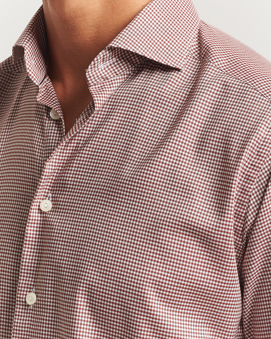 Herre | Skjorter | Eton | Slim Fit Checked Wrinkle Free Flannel Shirt Red