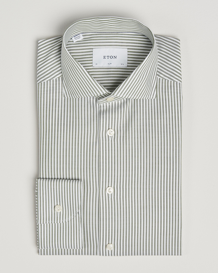 Herre | Skjorter | Eton | Slim Fit Bengal Striped Oxford Shirt Green