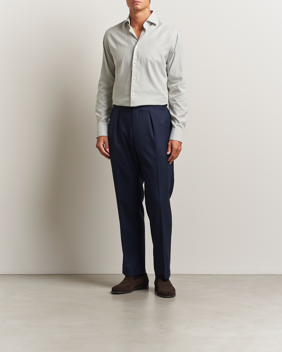 Herre | Skjorter | Eton | Slim Fit Bengal Striped Oxford Shirt Green